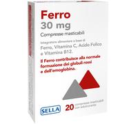 SELLA Srl Integratore Ferro 30mg con vitamina C, 20 compresse