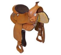 Sella western da barrel Triple S in cuoio con sottopancia Triple S