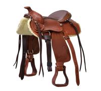 Sella western Pony completa di sottopancia, cuoio ingrassato, lavorazione flower