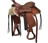 Sella western Pony completa di sottopancia, lavorazione flower, seggio scamoscia