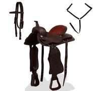 Sella Western Testiera e Pettorale in Vera Pelle 16" Marrone