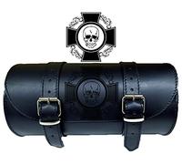 Selle del Salento Barilotto borsa moto in pelle con incisione croce celtica e teschio skull 25x12 porta attrezzi bikebag Satteltasche compatibile con harley devindson moto guzzi triumph honda