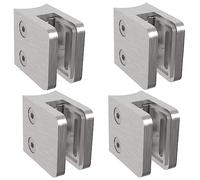 Sellon24® 4 x supporto per vetro in acciaio inox V2A, rettangolare, per vetro, supporto per vetro, supporto a morsetto, da parete, in vetro, 30 x 30 mm, MOD29, 4 - 8 mm, 42,4/piatti