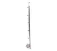 Sellon24 Palo per ringhiera in acciaio inox, diametro 42,4 mm, altezza 1000 mm, con 5 supporti per barra trasversale, diametro 12,0, per ringhiera V2A lucidata K320