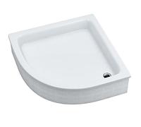 Sellon24 Piatto doccia bianco smooth quarto cerchio con supporto EPS e grembiule acrilico, 80 x 80 cm, altezza 26 cm