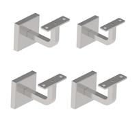 Sellon24® Set di 4 supporti per corrimano in acciaio inox per corrimano, rettangolare, supporto piatto, dritto, in legno, per scale, tubo quadrato 4110-000 Set (A/4100-000)