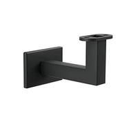 Sellon24® Supporto per corrimano da parete con foro per corrimano in legno a LED, colore nero, RAL9005, verniciato a polvere, profilo per ringhiera rettangolare