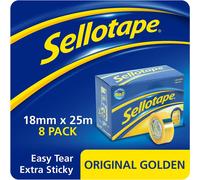 Sellotape Original Golden Tape Roll Non-static Easy-tear Retail Pack 18mmx25m Re