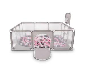 Selonis Big Size Playground Recinto Per Bambini Con 200 Palline 6 Cm, Grigio: Bianco/Grigio/Rosa Chiaro