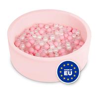 SELONIS Piscina Soffice per Bambini Rotonda 90X30cm/200 Palline, Rosa:Rosa Ch/Perla/Transparente