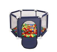 Selonis Recinto Esagonale Per Bambini Con 100 Palline Colorate Di Plastica 6 Cm, Blu:Giallo/Verde/Blu/Rosso/Arancione