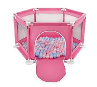 Selonis Recinto Esagonale Per Bambini Con 100 Palline Colorate Di Plastica 6 Cm, Rosa:Babyblue/Rosa Chiaro/Perla