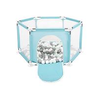 Selonis Recinto Esagonale Per Bambini Con 200 Palline Colorate Di Plastica 6 Cm, Menta:Bianco/Grigio/Menta