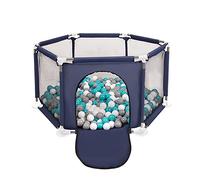 Selonis Recinto Esagonale Per Bambini Con 400 Palline Colorate Di Plastica 6 Cm, Blu:Grigio/Bianco/Turchese