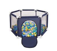 Selonis Recinto Esagonale Per Bambini Con 400 Palline Colorate Di Plastica 6 Cm, Blu:Turchese/Blu/Giallo/Trasparent