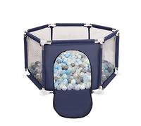 Selonis Recinto Esagonale Per Bambini Con 900 Palline Colorate Di Plastica 6 Cm, Blu:Perla/Grigio/Trasparent/Babyblue/Menta