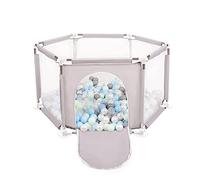 Selonis Recinto Esagonale Per Bambini Con 900 Palline Colorate Di Plastica 6 Cm, Grigio:Perla/Grigio/Trasparent/Babyblue/Menta