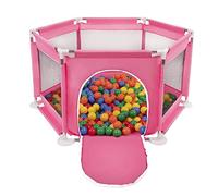 Selonis Recinto Esagonale Per Bambini Con 900 Palline Colorate Di Plastica 6 Cm, Rosa:Giallo/Verde/Blu/Rosso/Arancione