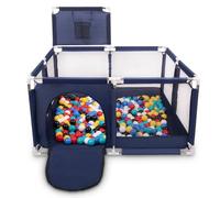Selonis Recinto Per Bambini Con 100 Palline Colorate 6 Cm, Blu:Nero/Bianco/Blu/Rosso/Giallo/Turchese