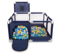 Selonis Recinto Per Bambini Con 100 Palline Colorate 6 Cm, Blu:Turchese/Blu/Giallo/Trasparent
