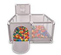Selonis Recinto Per Bambini Con 100 Palline Colorate 6 Cm, Grigio:Giallo/Verde/Blu/Rosso/Arancione