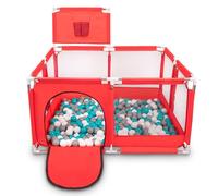 Selonis Recinto Per Bambini Con 100 Palline Colorate 6 Cm, Rosso:Grigio/Bianco/Turchese