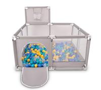 Selonis Recinto Per Bambini Con 100 Palline Colorate, Grigio:Blu/Turchese/Giallo/Trasparent