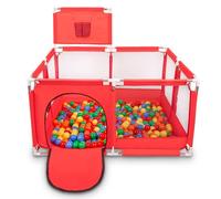 Selonis Recinto Per Bambini Con 100 Palline Colorate, Rosso:Verde/Giallo/Blu/Rosso/Arancione