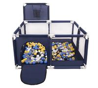 Selonis Recinto Per Bambini Con 200 Palline Colorate 6 Cm, Blu:Nero/Bianco/Grigio/Blu/Giallo