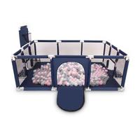 Selonis Recinto Per Bambini Con 900 Palline 6 Cm, Playground Box, Blu Scuro:Pearl/Grigio/Trasparente/Rosa Chiaro
