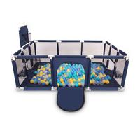Selonis Recinto Per Bambini Con 900 Palline 6 Cm, Playground Box, Blu Scuro:Turchese/Blu/Giallo/Trasparente