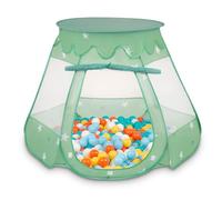Selonis Tenda 105X90cm/100 Palline Castello Con Palline Colorate Per Bambini, Menta:Bianco/Giallo/Arancione/Babyblue/Turchese