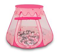 Selonis Tenda 105X90cm/100 Palline Castello Con Palline Colorate Per Bambini, Rosa:Perla/Grigio/Trasparente/Rosa Chiaro