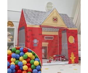 Selonis Tenda Stazione Dei Pompieri Per Bambini Con 100 Palline Casetta Da Gioco Con Design Realistico Ideale Per Interni Ed Esterni Per Stimolare L'immaginazione