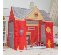 Selonis Tenda Stazione Dei Pompieri Per Bambini SENZA Palline Casetta Da Gioco Con Design Realistico Ideale Per Interni Ed Esterni Per Stimolare L'immaginazione, Rosso-Grigio
