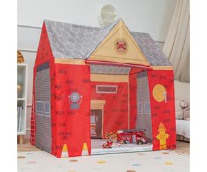 Selonis Tenda Stazione Dei Pompieri Per Bambini SENZA Palline Casetta Da Gioco Con Design Realistico Ideale Per Interni Ed Esterni Per Stimolare L'immaginazione, Rosso-Grigio