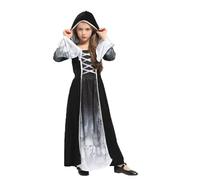 SELORE Costume Scheletro Carnevale Halloween Bambina 10-12 Anni Vestito Travestimento Ragazza Bimba(130-140cm)