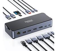 Selore&S-Global Dock USB C Docking Station USB C Dual Monitor 15 in 1 Stazioni docking singolo 8K Triple Monitor 4K, HUB Dual HDMI, DisplayPort, 10Gbps USB 3.1, PD 100W, Ethernet RJ45 per Dell