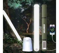 SELORSS Luci da Campeggio Gonfiabili Solari 33,86IN/86CM Foldable Lampada Telescopica Outask, Luce LED Esterna Portatile 2000mAh IP66 Luce Bianca Impermeabile per Campeggio, Escursionismo - Verde