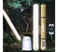 SELORSS Luci da Campeggio Gonfiabili Solari 33,86IN/86CM Foldable Lampada Telescopica Outask, Luce LED Esterna Portatile 2000mAh IP66 Luce Bianca Impermeabile per Campeggio, Escursionismo - Kaki