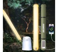SELORSS Luci da Campeggio Gonfiabili Solari 33,86IN/86CM Foldable Lampada Telescopica Outask, Luce LED Esterna Portatile 2000mAh IP66 Luce Calda Impermeabile per Campeggio, Escursionismo - Verde