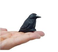 Selsela Statua di corvo uccello nero corvo statua scultura arte miniatura scultura in legno decorazione piccolo animale