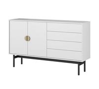 Selsey Armadietto a 2 ante, 4 cassetti, con spinta verso l'aperto, 154 cm, colore: bianco