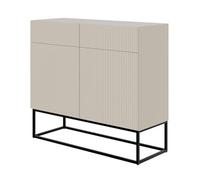 Selsey Armadietto portaoggetti 100 cm con 2 cassetti e 2 ante grigio beige gambe nere Veldio