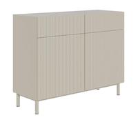 Selsey Armadio Camera da Letto 100 cm Grigio Beige - Elegante Cassettiera Camera da Letto con Frontale Fresato, Credenza Cucina Moderna, 2 Cassetti Silenziosi, Struttura Solida Prodotta in Europa