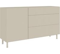 Selsey Armadio Camera da Letto 140 cm Grigio Beige - Elegante Cassettiera Camera da Letto con Frontale Fresato, Credenza Cucina Moderna, 3 Cassetti Silenziosi, Struttura Solida Prodotta in Europa
