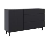Selsey Armadio Camera da Letto 140 cm Nero - Elegante Cassettiera Camera da Letto con Frontale Fresato, Credenza Cucina Moderna, 3 Cassetti Silenziosi, Struttura Solida Prodotta in Europa