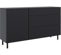Selsey Armadio Camera da Letto 140 cm Nero - Elegante Cassettiera Camera da Letto con Frontale Fresato, Credenza Cucina Moderna, 3 Cassetti Silenziosi, Struttura Solida Prodotta in Europa
