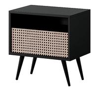 Selsey Bello - Comodino con cassetto, nero con effetto intreccio viennese