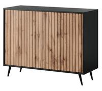 Selsey Bello - Credenza con frontali a doghe - 104 cm, nero/rovere Wotan